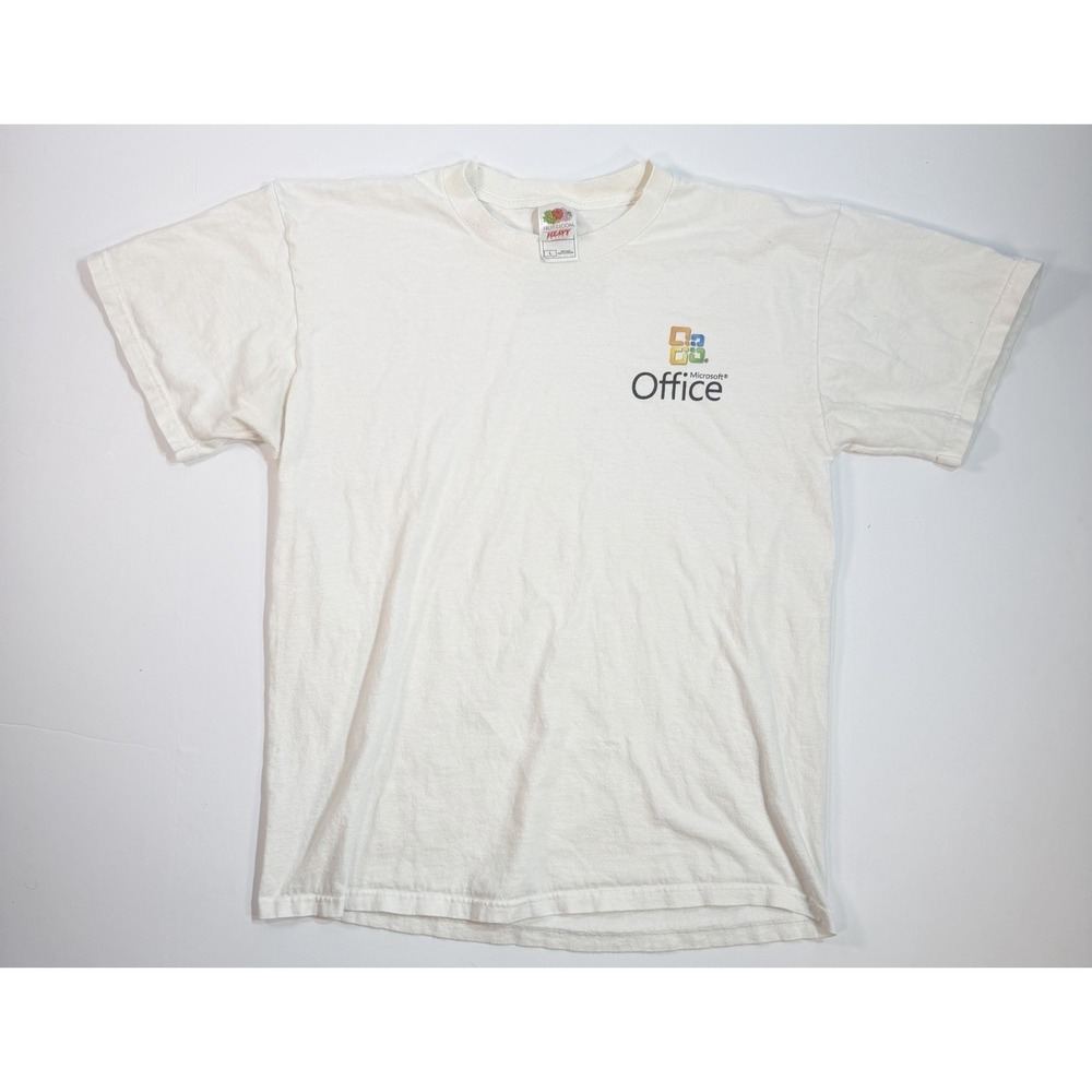 Vintage Microsoft Office T Shirt Large White Barcode Graphic Tee